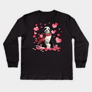 Tibetan Terrier Hearts Love Happy Valentine's Day Kids Long Sleeve T-Shirt